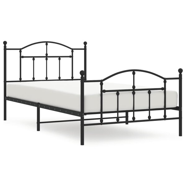 vidaXL Cadre de lit métal avec tête de lit/pied de lit noir 107x203 cm