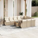vidaXL Salon de jardin 11 Pièces avec coussins beige résine tressée