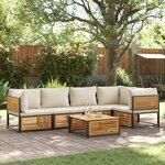 vidaXL Salon de jardin avec coussins 6 Pièces bois d'acacia solide