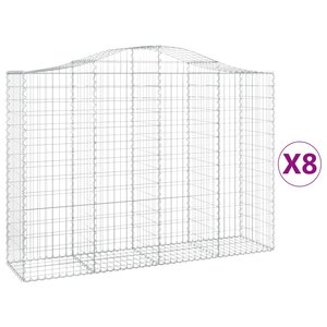 vidaXL Paniers à gabions arqués 8 Pièces 200x50x140/160 cm Fer galvanisé