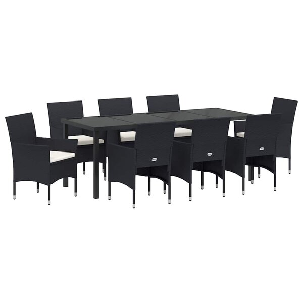 vidaXL Ensemble de salle à manger pour jardin 9 Pièces Noir polyrotin