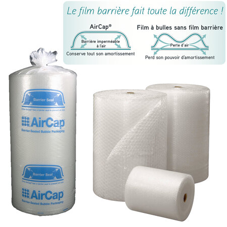 1 rouleau de film papier bulle tricouche Aircap largeur 50 cm x longueur 50 mètres