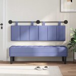 vidaXL Tête de lit suspendue Avec lumière LED Bleu denim Tissu