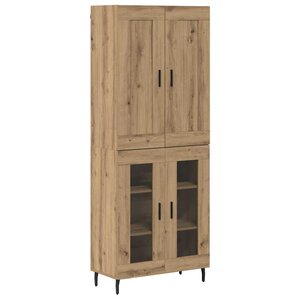 vidaXL Haut Armoire 2 Pièces Chêne artisanal Bois Aggloméré et Verre