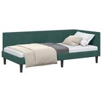 vidaXL Cadre de lit d'angle Vert foncé 100 cm x 200 cm tissu