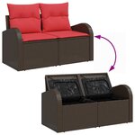 vidaXL Ensemble de canapé de jardin 5 Pièces Beige et Rouge polyrotin