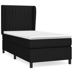 vidaXL Sommier à lattes de lit avec matelas Noir 90x190 cm Tissu
