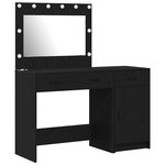 vidaXL Table de Toilette avec tiroir 2 Pièces Noir Bois d'ingénierie
