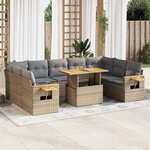 vidaXL Salon de jardin avec coussins 10Pièces beige résine tressée acacia