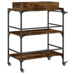 vidaXL Chariot de cuisine chêne fumé 81 5x41x92 5 cm bois d'ingénierie