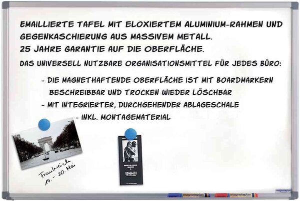 Tableau mural blanc  CC  (B)1.800 x (H)900 mm MAGNÉTOPLAN