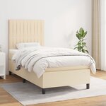 vidaXL Sommier à lattes de lit avec matelas Crème 100x200 cm Tissu