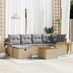 vidaXL Ensemble de canapé de jardin 7 pièces avec coussins Beige Rotin synthétique
