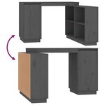 vidaXL Bureau Gris 110x50x75 cm Bois massif de pin