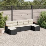 vidaXL Salon de jardin 7 Pièces avec coussins noir résine tressée