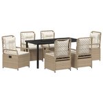 vidaXL Ensemble de Salle à Manger de Jardin de 7 Pièces Beige Rattan Synthétique