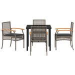 vidaXL Ensemble de salle à manger de jardin 5 pièces avec coussins gris en rattan poly