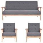 vidaXL Ensemble de canapés 3 Pièces Tissu Gris foncé