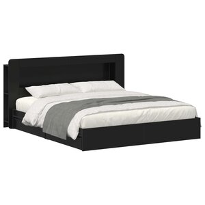 vidaXL Cadre de lit avec rangement Noir 200 x 200 cm Bois d'ingénierie