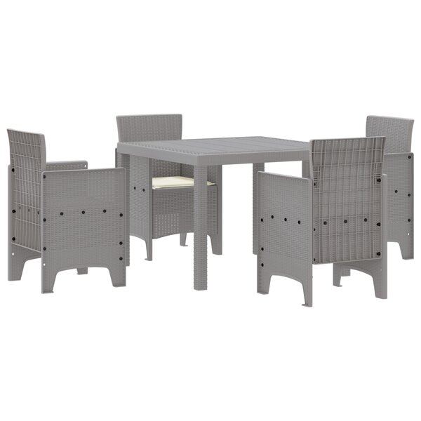 vidaXL Ensemble de salle à manger de jardin 5 pièces avec coussins en polyrotin gris clair