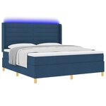 vidaXL Lit à ressorts avec bandes LED Bleu 180 x 200 cm tissu