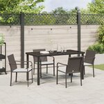 Ensemble de jardin 5 pièces avec des coussins en poly rattan marron