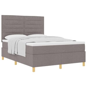 vidaXL Lit à ressorts avec matelas Taupe 140 x 200 cm tissu