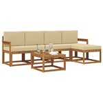 vidaXL Ensemble de canapés d'extérieur 6 pc Naturel et Beige