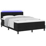 vidaXL Lit à ressorts avec matelas avec LED Noir 160 x 200 cm tissu