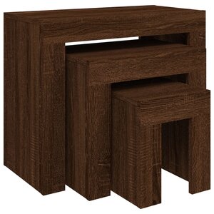 vidaXL Tables basses gigognes 3 Pièces chêne marron bois d'ingénierie