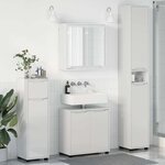 vidaXL Ensemble de mobilier de salle de bain 4 Pièces Blanc brillant