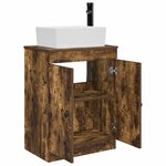 vidaXL Meuble de salle de bain avec évier Chêne fumé 54 x 35 x 83 cm