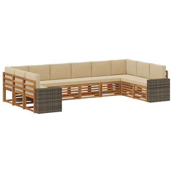 vidaXL Ensemble de canapés d'extérieur 10 pc Naturel et Beige
