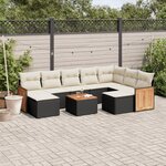 vidaXL Salon de jardin 10 Pièces avec coussins noir résine tressée