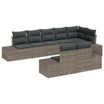 vidaXL Ensemble de canapé de jardin avec coussin 8 Pièces Gris Poly rotin