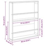 vidaXL Étagère à magazines avec étagère Chêne noir 60 x 12 x 70 cm