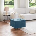 vidaXL Pouf de rangement avec coussin Bleu 60 x 60 x 45 cm Velours