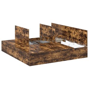 vidaXL Cadre de lit avec rangement Chêne fumé 200 x 200 cm