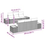 vidaXL Ensemble de canapé de jardin 7 pièces avec coussins gris poly rattan acacia