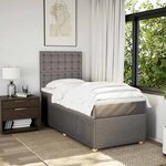 vidaXL Sommier à lattes de lit avec matelas Taupe 90x200 cm Tissu
