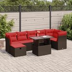 vidaXL Salon de jardin avec coussins 8 Pièces marron résine tressée