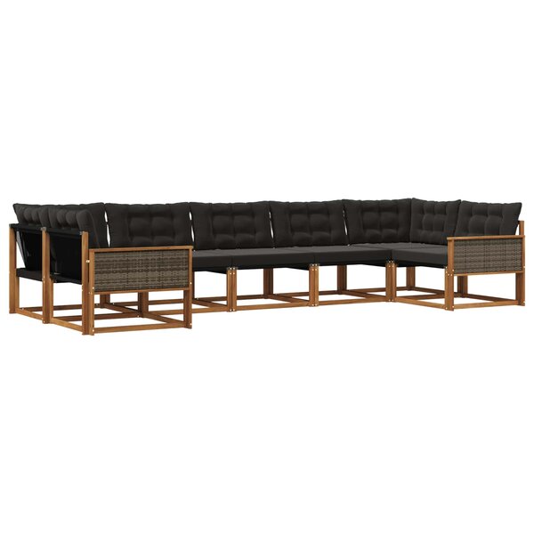 vidaXL Ensemble de canapés d'extérieur 7 pc Naturel et noir