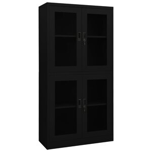 vidaXL Armoire de bureau Noir 90x40x180 cm Acier et verre trempé