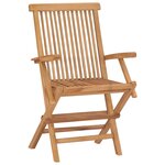vidaXL Chaises de jardin et coussins bleu lot de 4 Bois de teck massif