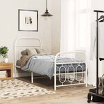vidaXL Cadre de lit métal sans matelas avec pied de lit blanc 75x190cm