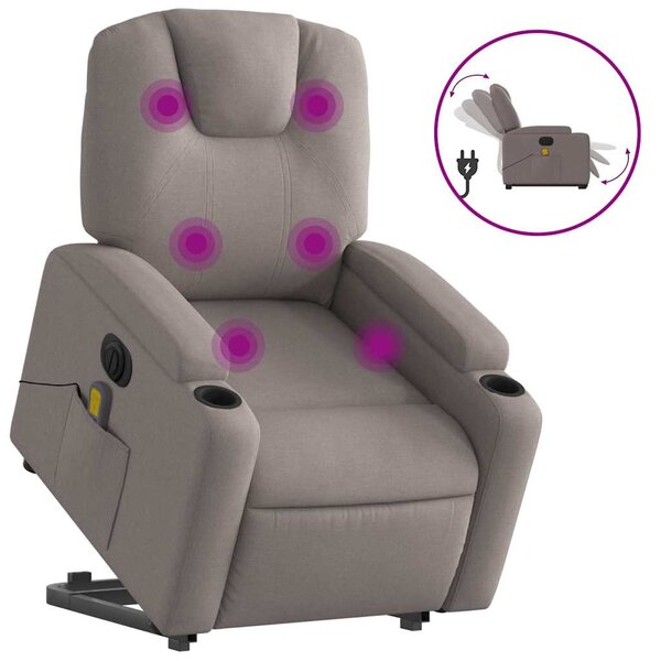 vidaXL Fauteuil inclinable de massage électrique Taupe Tissu