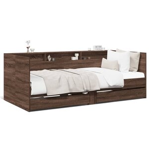 vidaXL Lit de jour avec tiroirs sans matelas chêne marron 75x190 cm