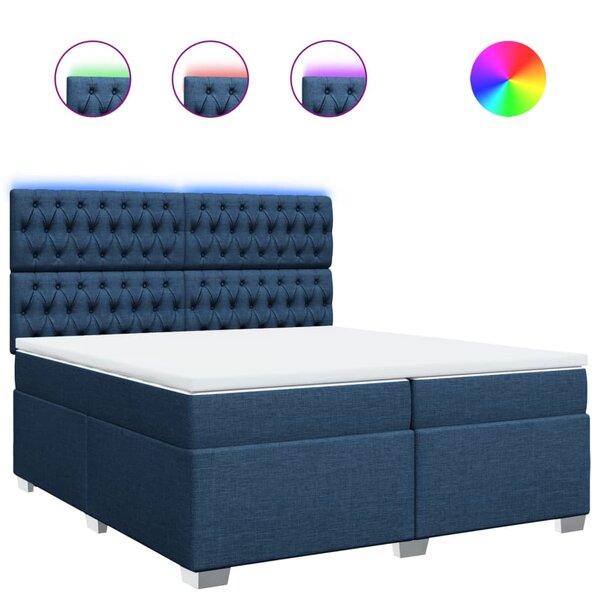 vidaXL Sommier à lattes de lit avec matelas Bleu 200x200 cm Tissu