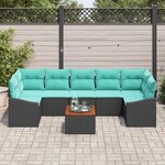 vidaXL Ensemble de canapé de jardin avec coussin 8 Pièces Noir Poly rotin