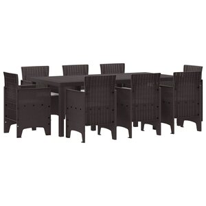 vidaXL Ensemble de salle à manger pour jardin 9 Pièces Marron Rattan Polt
